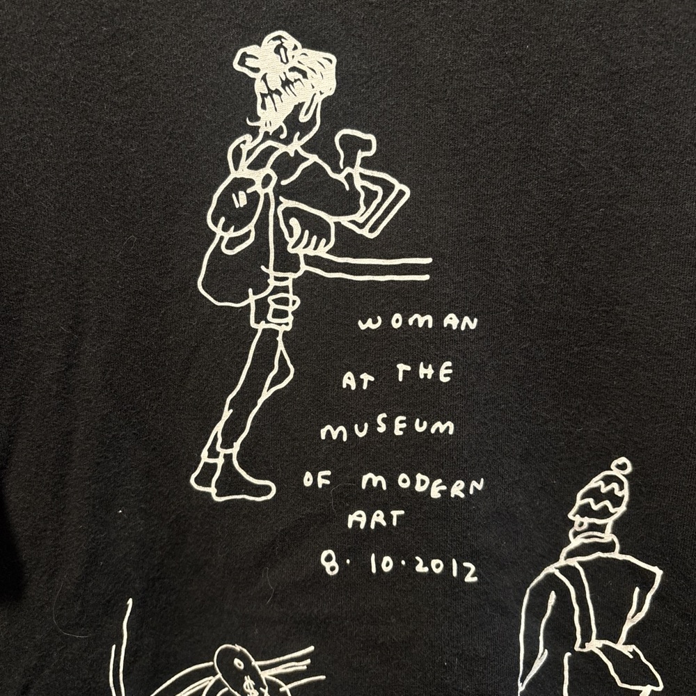 MOMA Black Graphic T-Shirt with White Art Design- Jason Polan